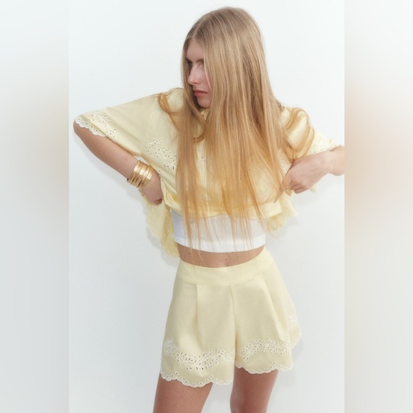 NWT H&M Eyelet-Embroidered Cotton Shirt & Shorts - Picture 2 of 11